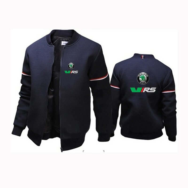 Skoda Rs Vrs Motorsport Graphicorrally Wrc Racing Men New Print Fashion Flight Jacket Round Neck Solid Cotton Long Sleeves Coat