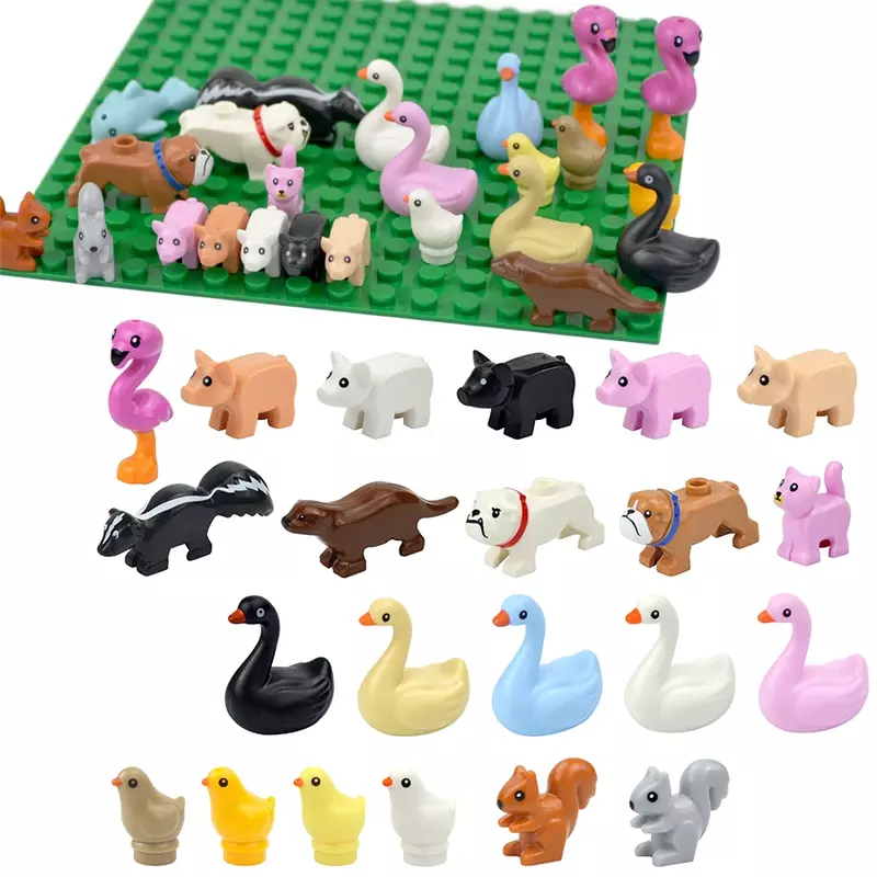 City Animal Building Blocks Duck Swan Pig Cat Figures Bird Dog Zoo accessori per la fattoria piccole particelle mattoni Set giocattoli per bambini regali