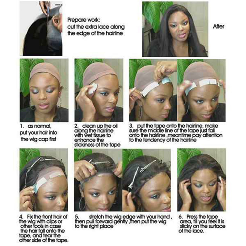 Fixed Double Sided Wig Tape, Extensão adesiva Faixa de cabelo, impermeável para Toupees Lace, Linha de corte, 180 pcs por lote