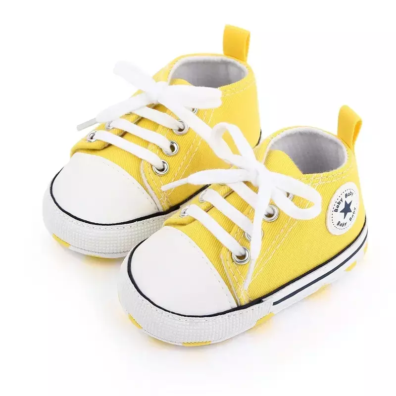 Płócienne trampki chłopięce dziewczynki buty pierwsze chodziki dla niemowląt antypoślizgowe miękkie podeszwy klasyczne buty dla noworodków 0-18 miesięcy