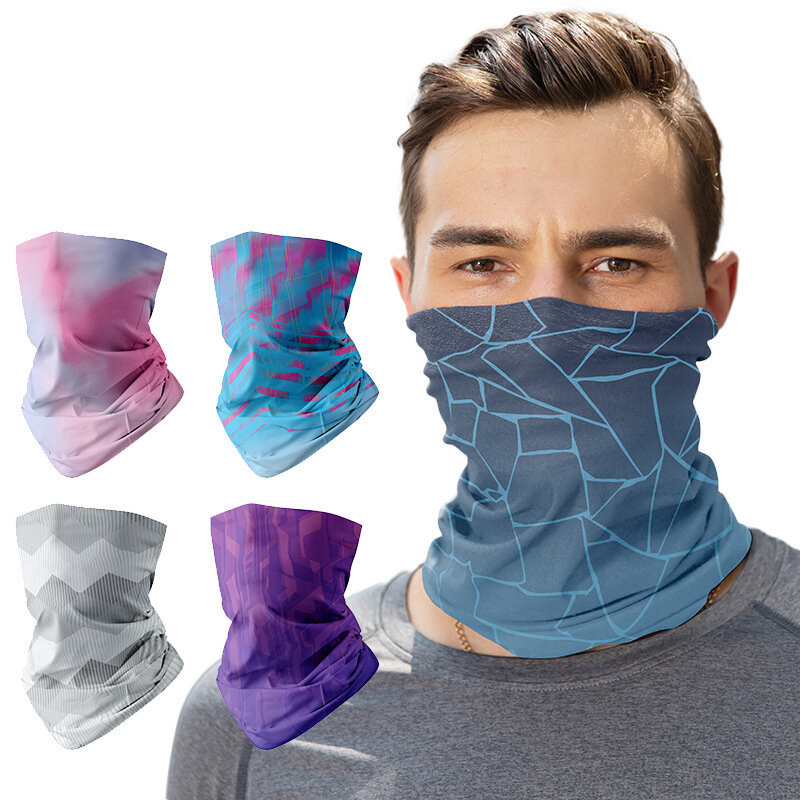 Mens Cycling Ridding Sunscreen Ice Silk Face Mask protezione UV traspirante Outdoor Fishing Neck Cooling Face Shield sciarpa visiera