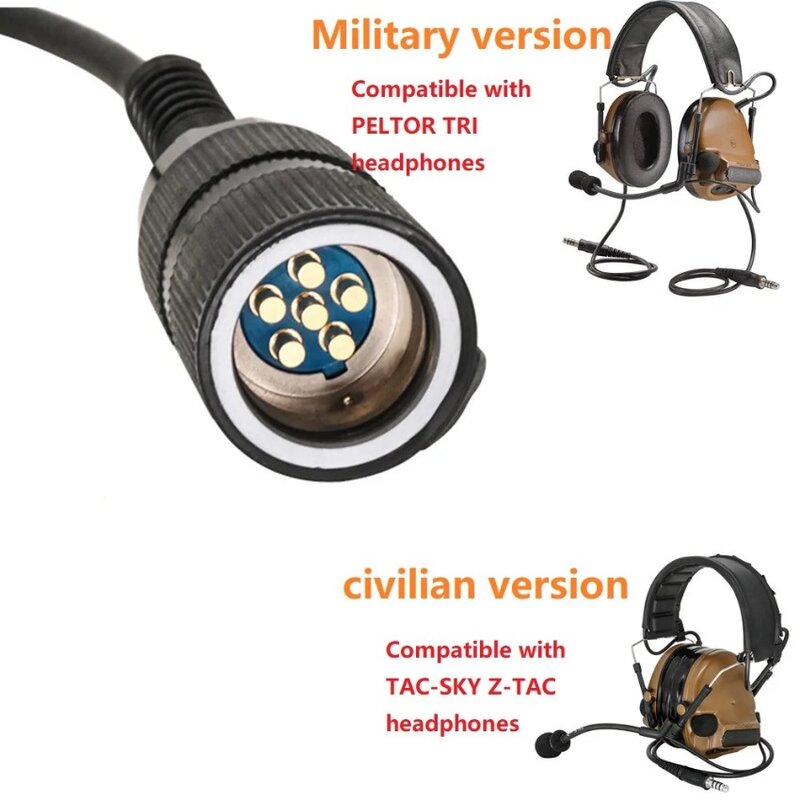 Adaptador táctico TCIPTT para auriculares, versión militar TS TAC-SKY, 6 pines, PRC 148 152, Silynx Ptt, Compatible con PELTO COMTAC