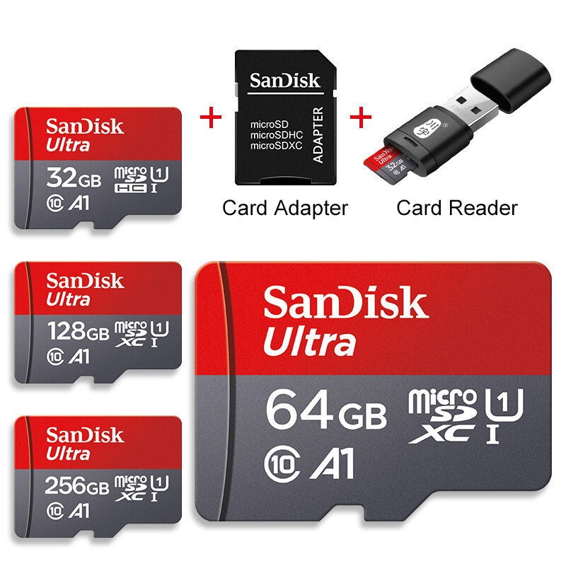 SanDisk-tarjeta de memoria Ultra A1 de 32GB, 64GB, 128GB, 256GB, 120 MB/s, Microsd Clase 10, flash, SD/TF, microSDXC + adaptador