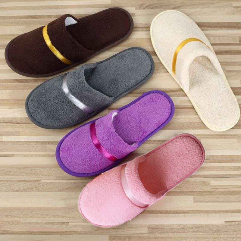 1Pairs Winter Slippers Men Women Hotel Coral Fleece Slippers Slides Home Travel Sandals Hospitality Footwear Indoor Slippers