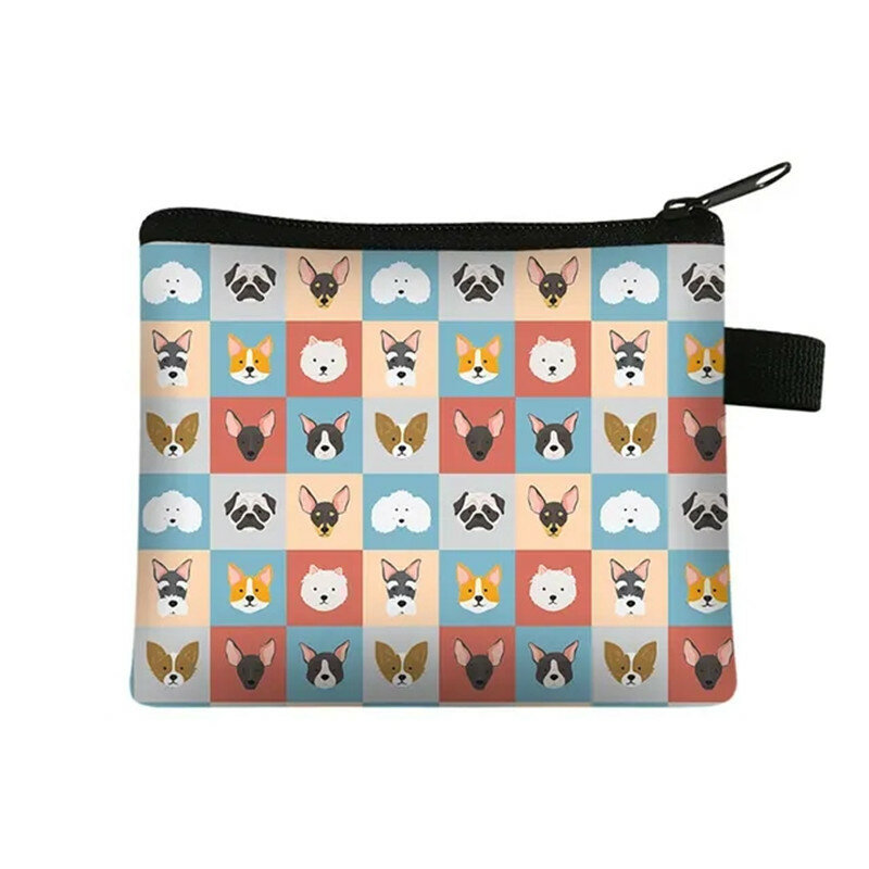 Tas tangan koin gambar Bulldog Floral lucu dompet Santai Pria Wanita tas koin anak anjing banteng tas tangan kecil tas uang anak-anak dompet