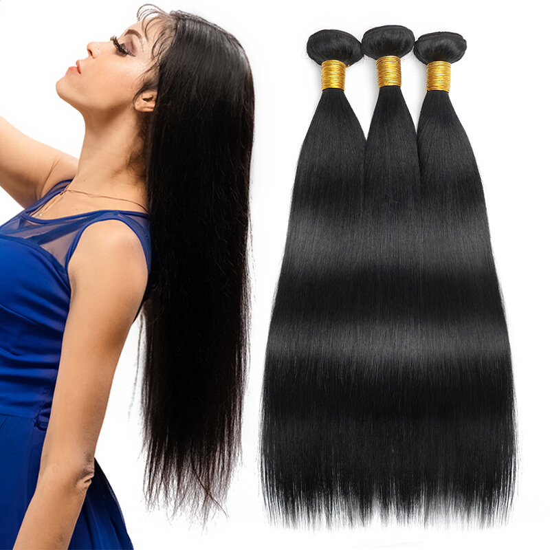 Sophia-Bundles de cheveux humains raides, extrémités optiques, extensions de cheveux naturels brésiliens Remy, tissage de cheveux à double trame, 14-26 pouces, 12A