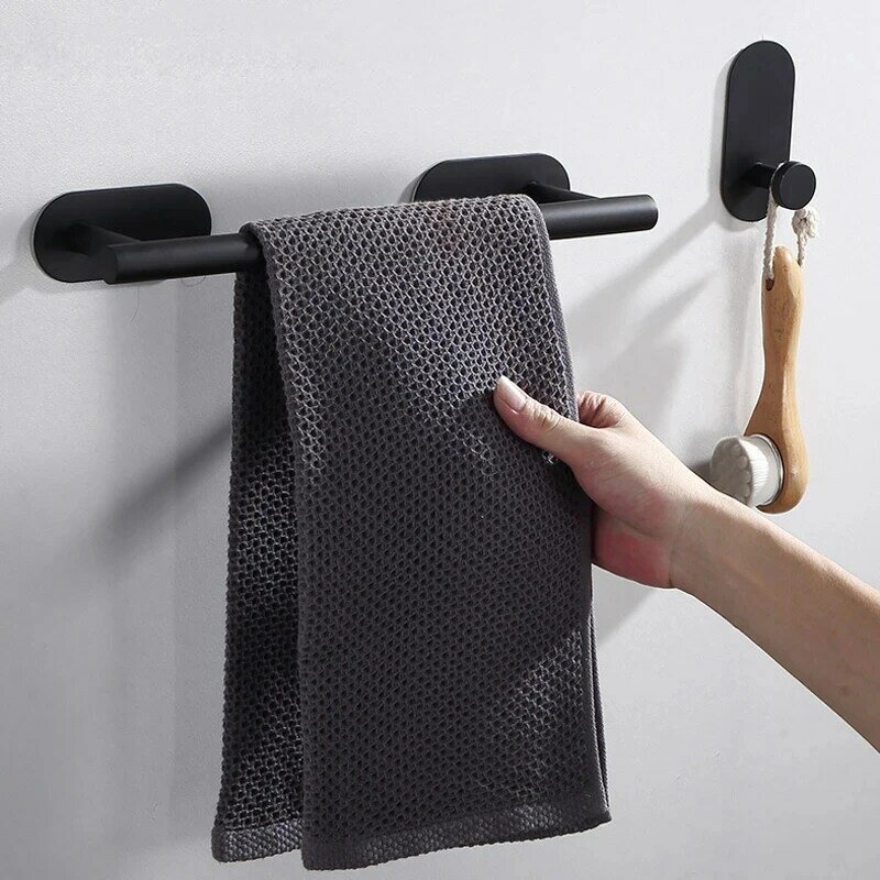 Self-Adhesive Bathroom Accessories Sets gold silver Towel Rack Bar Rail Ring Robe Clothes Hook Toilet Tissue Roll Paper Holder