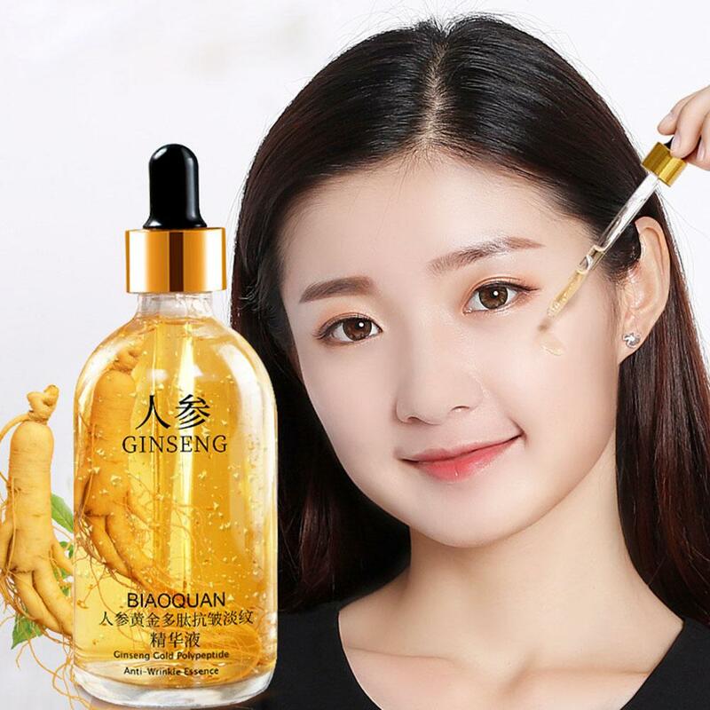 Lot 100ml Gold Ginseng Face Essence Polypeptide Anti-wrinkle Lightning Moisturizing Niacinamide Facial Serum for Skin Care