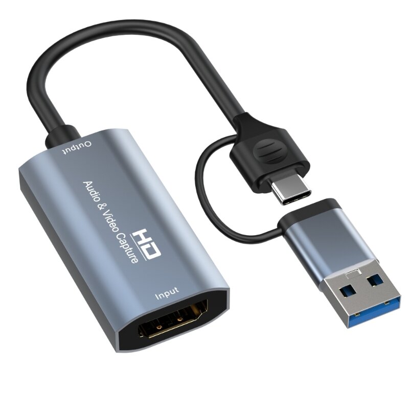 Kartu penangkap Video 1080P, kabel kotak penangkap Video USB/USB-C kompatibel dengan 2.0 HDMI 4K untuk kamera komputer PC, siaran langsung, rapat, perekam