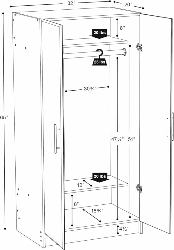 Prepac Elite 32-inch locker closet, gray locker, linen cabinet &'s Fremont 2-drawer nightstand: Elegant bedroom furniture