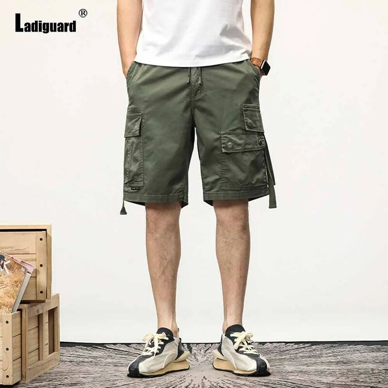 Männer Mode Freizeit Cargo Shorts koreanische lässige Reiß verschluss tasche halbe Hose neue Sommer lässig elastische Taille Basic Shorts Hommes