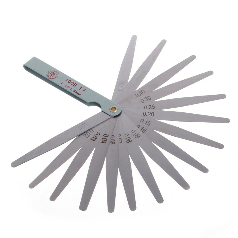 17 lưỡi dao Feeler Đo Hệ Mét Gap Filler 0.02-1.00mm Gage Measurment Dụng Cụ Cho Động Cơ Van Điều Chỉnh