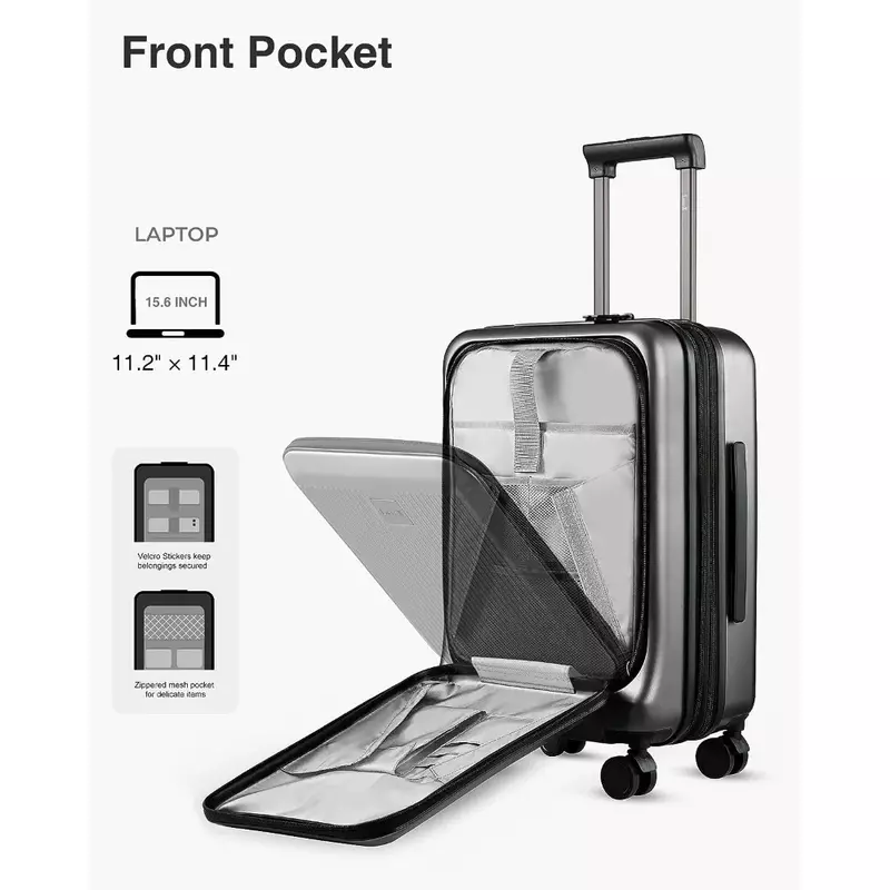 20 дюймовый комплект для ручной клади с карманным отсеком, набор чемоданов с рюкзаком, удобный для путешествий багаж, одобрен авиакомпанией