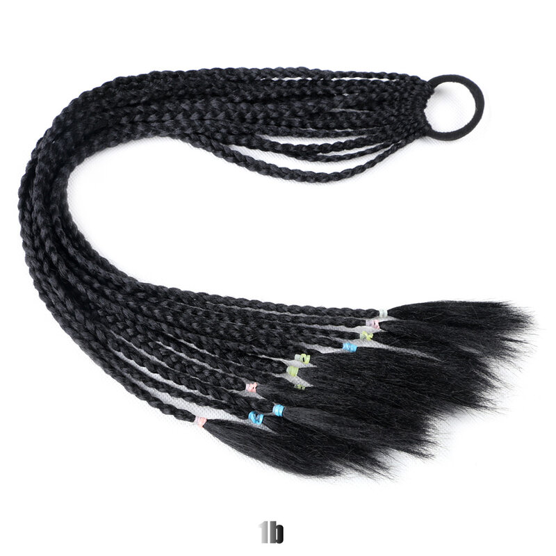 Trança sintética 24 "rabo de cavalo hairpiece com faixa de borracha anel de cabelo trançado chignon cabelo rabo de cavalo