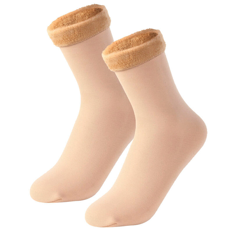 Winter Thicken Thermal Socks Women Plush Soft Home Snow Boots Floor Socks Casual Solid Color Warm Middle Tube Socks