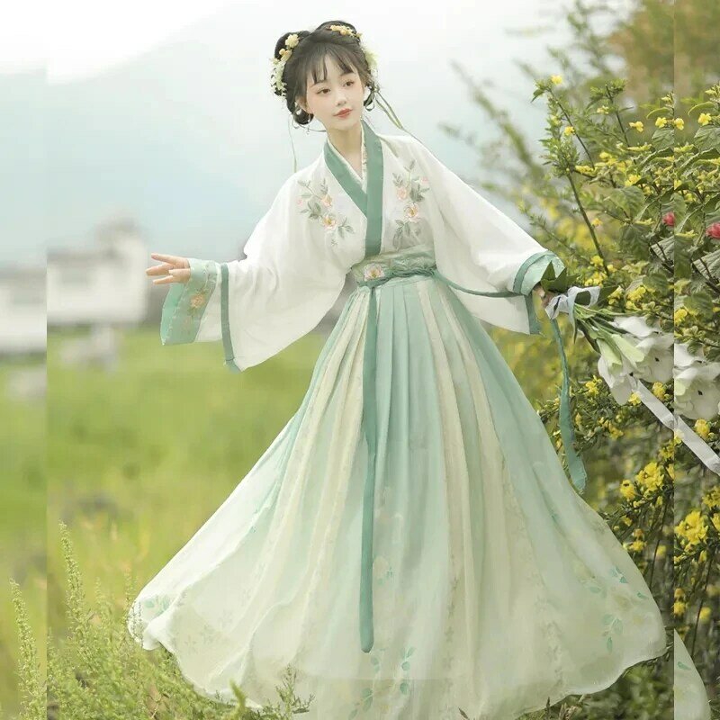 女性のための刺fu漢服,オリジナル,ijin,エレガントなウエストの長さ,中国風,ダンス服,本革,春と秋