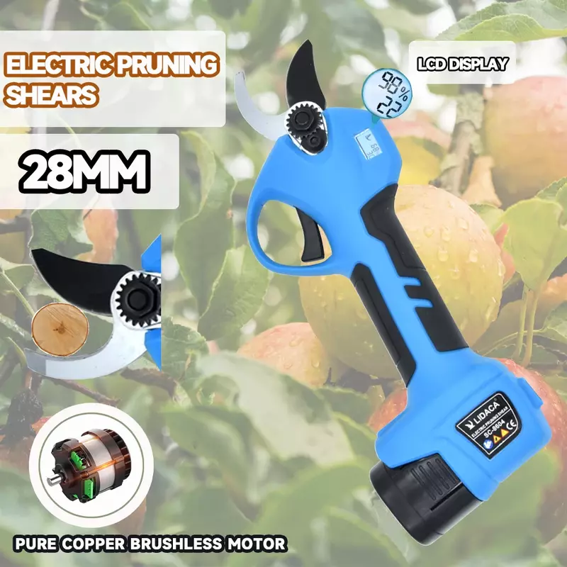 Lidaca-8604 электрические ножницы для обрезки аккумуляторных батарей, ножницы для обрезки с ЖК-дисплеем, бонсай, садовые Мощные Электрические Беспроводные для 28 мм