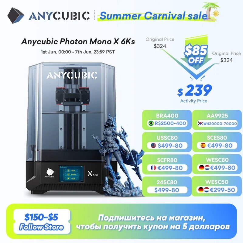ANYCUBIC Photon Mono X 6Ks LCD 3D プリンタ 9.1 インチ 6K 大画面 3D 印刷 4.76L ビルドボリューム UV 樹脂 SLA 3D プリンタ