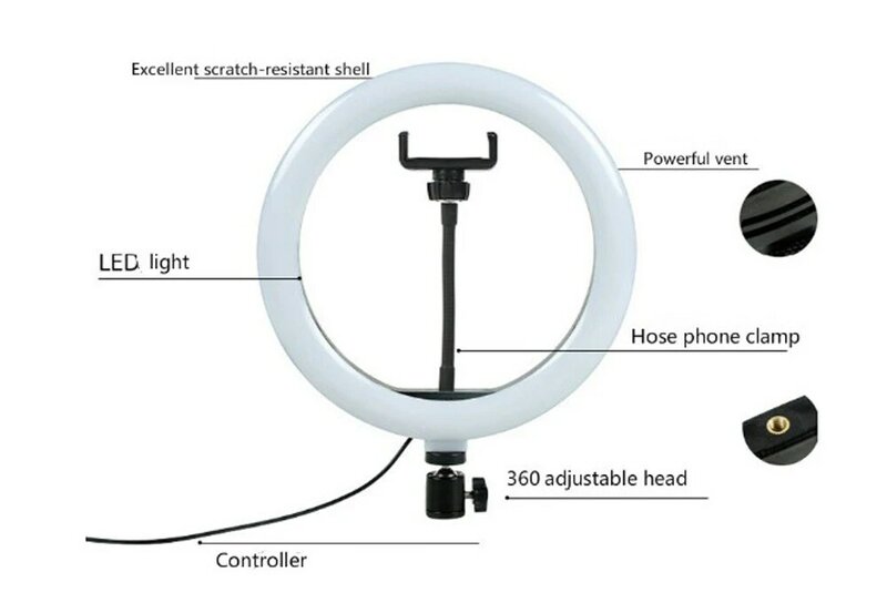 Lampu cincin berkilau portabel, lampu jangkar isi cahaya kecantikan untuk iPhone Android ponsel pintar siaran jangkar
