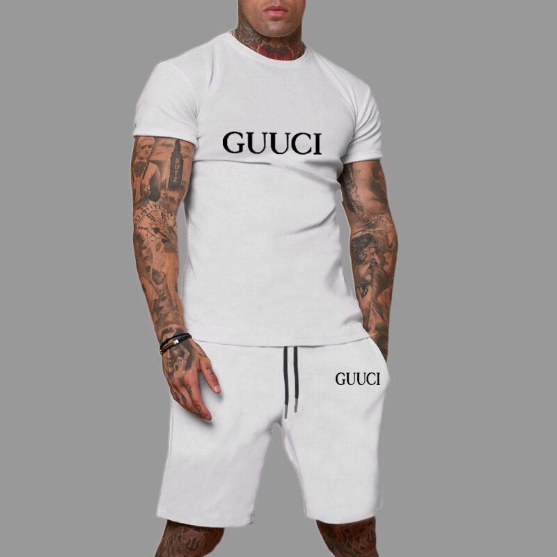 New Summer 2024 Men's set Explosive Super Hot Casual Fashion quick drying sportswear short sleeved 2-piece set