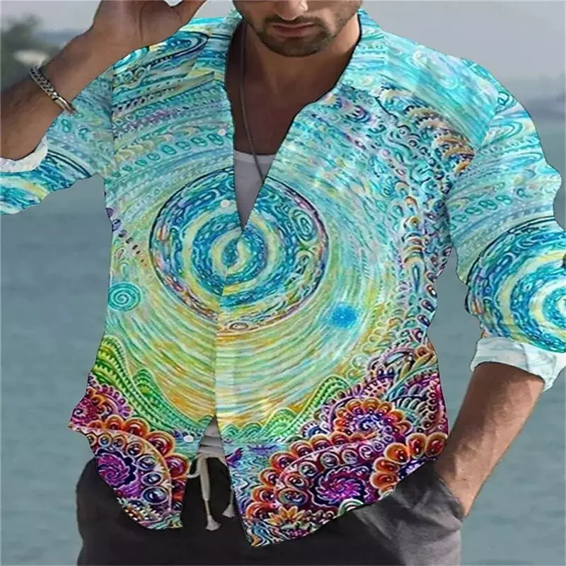 Shirt Tops Men's Magic Circus Graphics Casual Fashion Party Premium Soft Material Spring Summer Lapel T-Shirt Plus Size