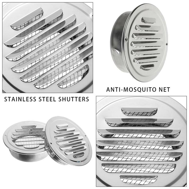 Various Size Round Ducting Ventilation Grille Stainless Steel Exterior Wall Air Vent Grille Home Office Air Vent Air Circulation