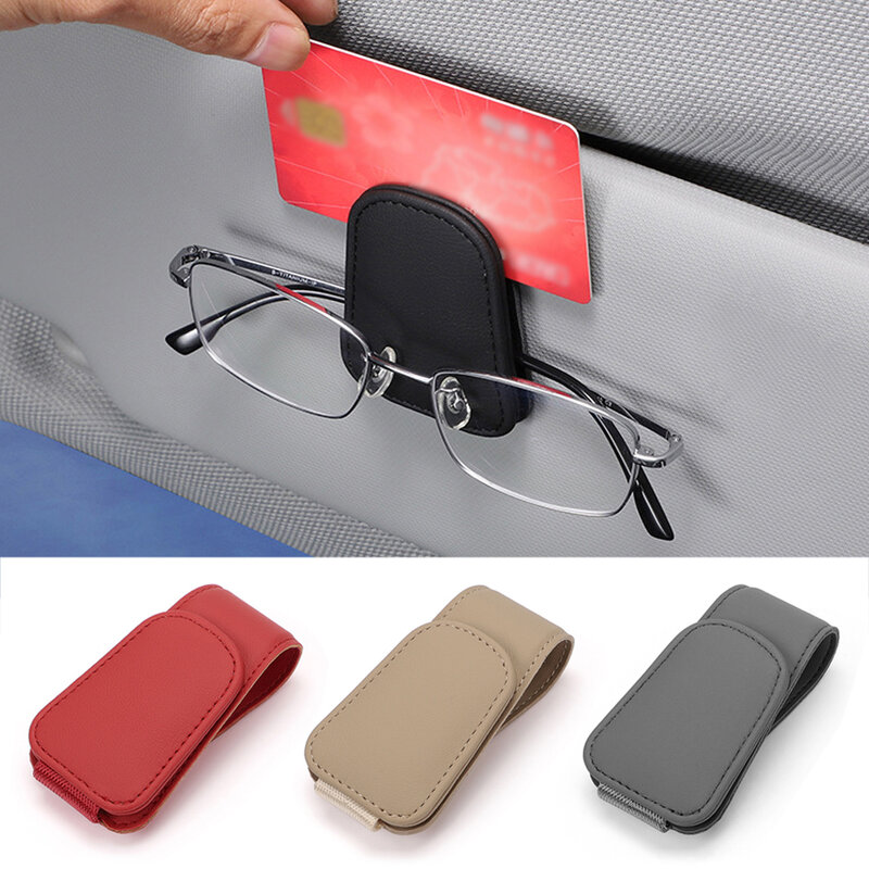 Caja de gafas de sol Universal para coche, Clip para tarjeta, soporte para boletos, sujetador, estuche para bolígrafos, accesorios para automóviles