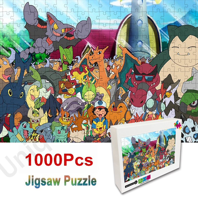 Pikachu Puzzle 35/300/500/1000Pcs układanka Diy śmieszne gry rodzinne dekoracje do domu Puzzle zabawki dla dorosłych zabawki edukacyjne