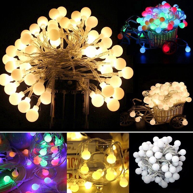 Guirnalda de luces de bola redonda, 1,5 M, 3M, 5M, 6M, lámpara de fiesta