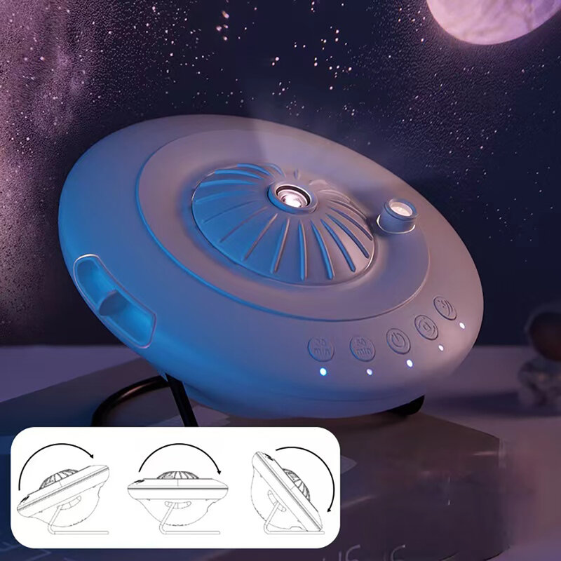 Proyektor galaksi lampu malam LED, lentera malam LED langit berbintang 360 ° berputar Planetarium untuk ruang dekorasi anak-anak hadiah