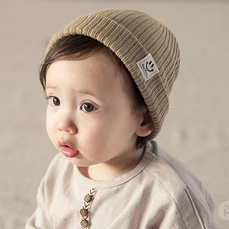 Детская вязаная шапка, мультяшная теплая ветрозащитная шапка карамельного цвета для младенцев, Вязаная Шерстяная мягкая детская шапка, модная теплая шапка для новорожденных бини