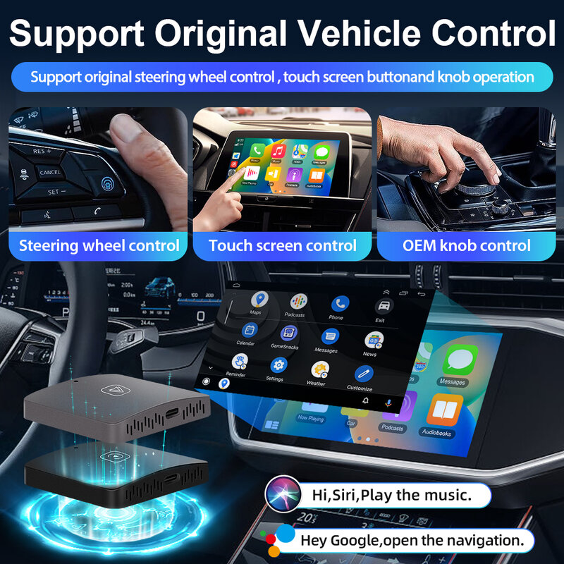 Автомобильный беспроводной адаптер Podofo, приставка с искусственным интеллектом, Bluetooth, Wi-Fi, для VW, Audi, Toyota, Honda