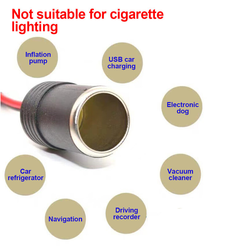 Cargador de encendedor de cigarrillos montado en coche, adaptador de conector de enchufe Universal, Cable hembra/macho, 12v, 10A/15A/20A/50A, 30cm