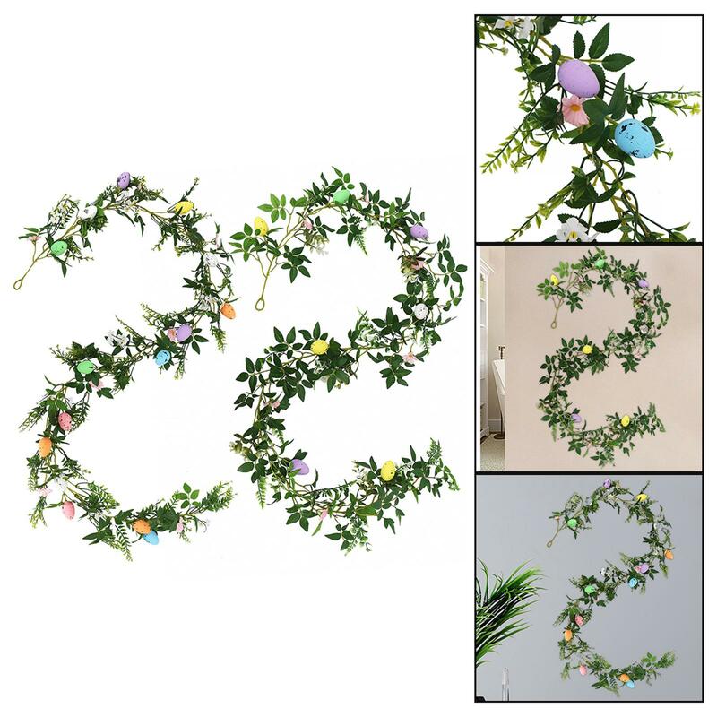Artificial Easter Egg Garland Rustic Easter Flower Vines Garland Spring Wreath for Holiday Party Home Mantels Spring Wall Window