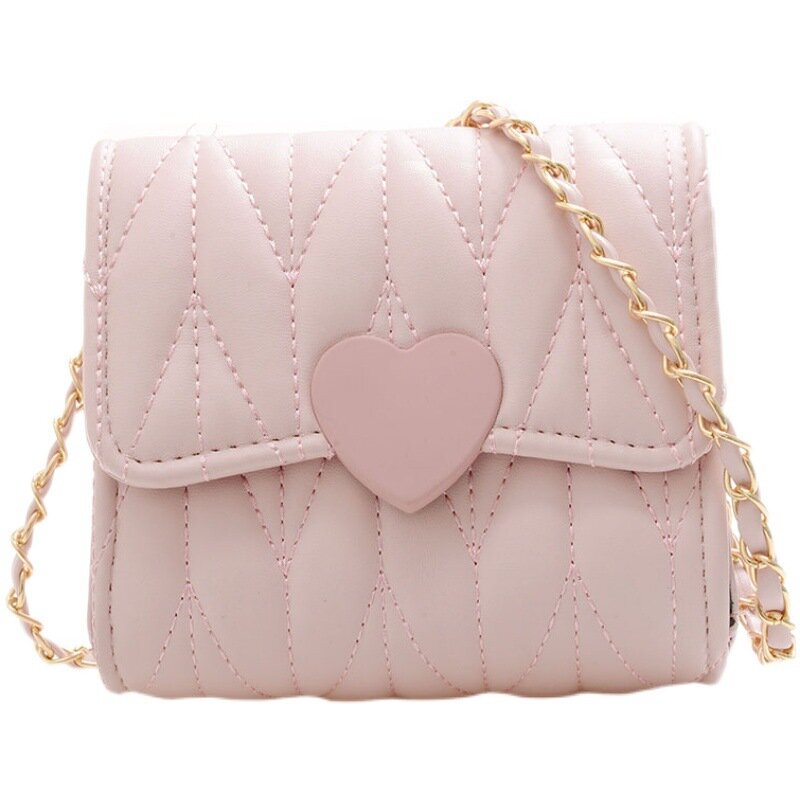Fashion Lovely Children's Mini Square Messenger Bag Heart Small Shoulder Bags Kids Coin Purse Accessories