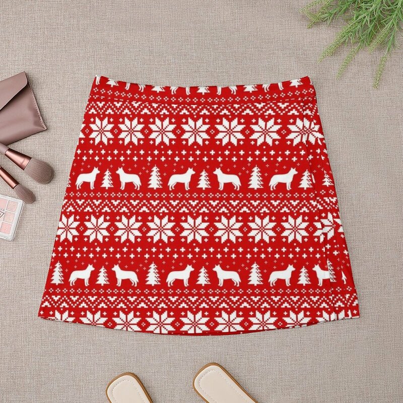 Minifalda con estampado navideño para mujer, ropa con silueta de perro y ganado australiano, ideal para vacaciones de Navidad