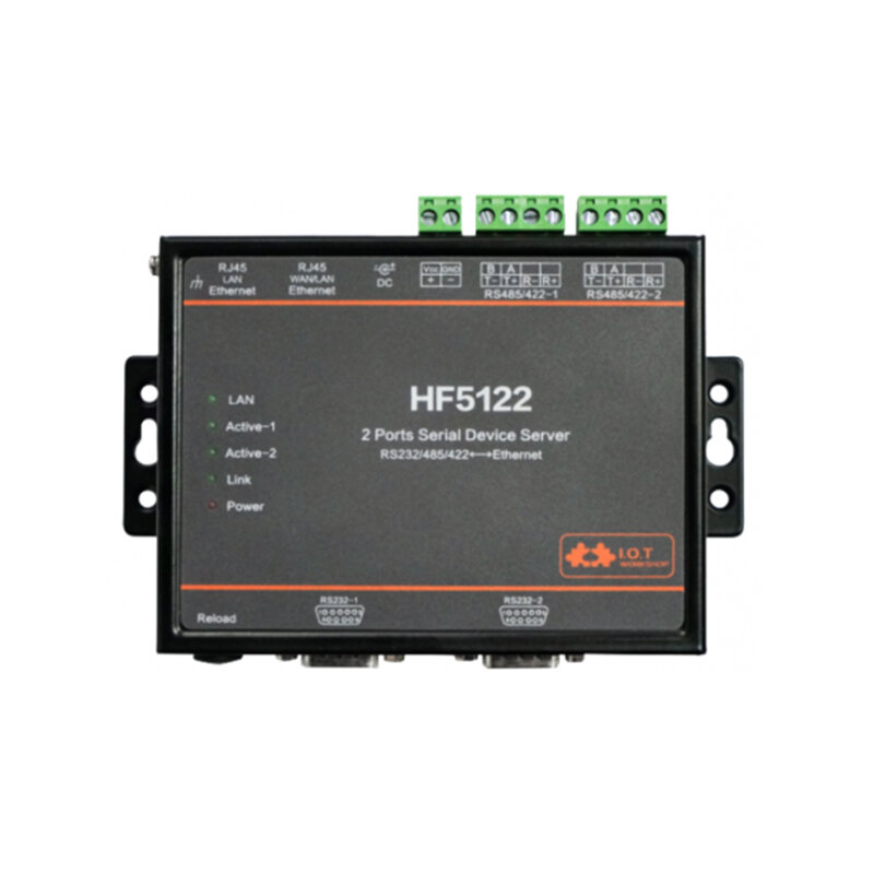 2 Port seri RS232 RS485 RS422 ke RJ45 konverter Server Ethernet HF5122 mendukung TCP/IP Telnet Modbus protokol TCP