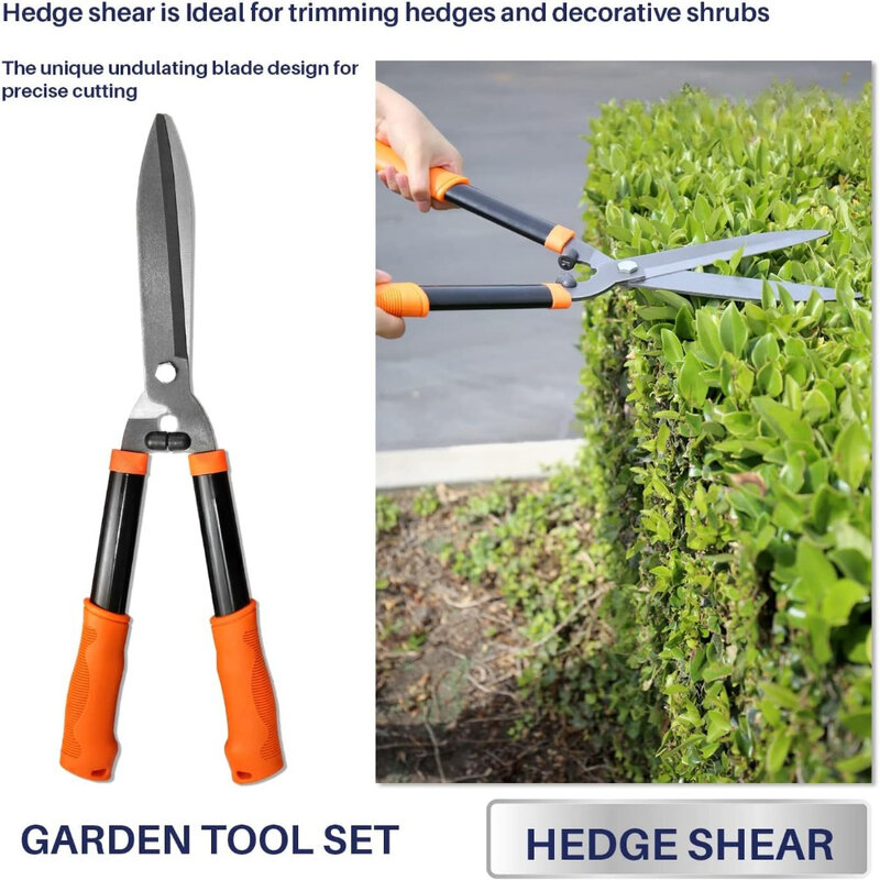 3 Piece Combo Garden Tool Set with Lopper, Hedge Shears and Pruner Shears, Tree & Shrub Care Kit