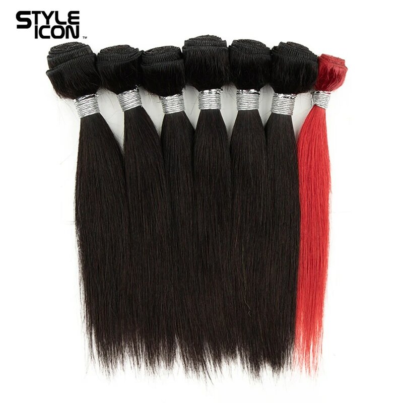 Styleicon Straight Hair Bundles 6 pieces Plus one Colorful Pieces Made One Full Thick Straight Bob Wig Wholesale Price