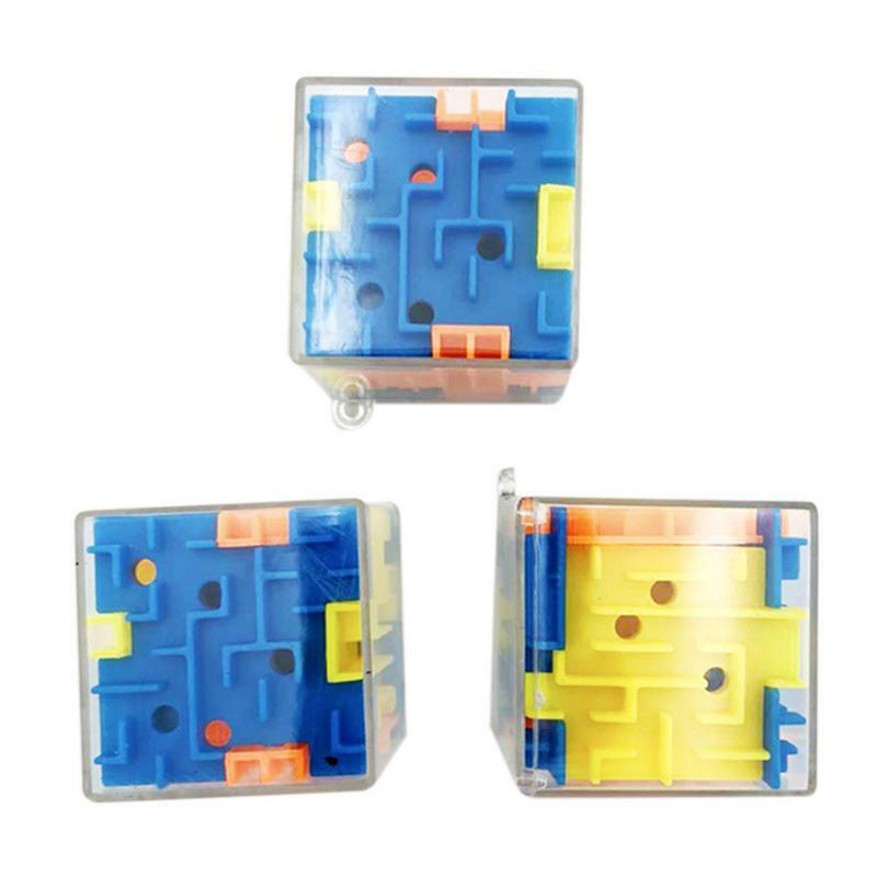 Mainan labirin kubus ajaib mini transparan enam sisi bola gulir kubus teka-teki kubus ajaib hadiah mainan labirin untuk anak-anak permainan asah otak