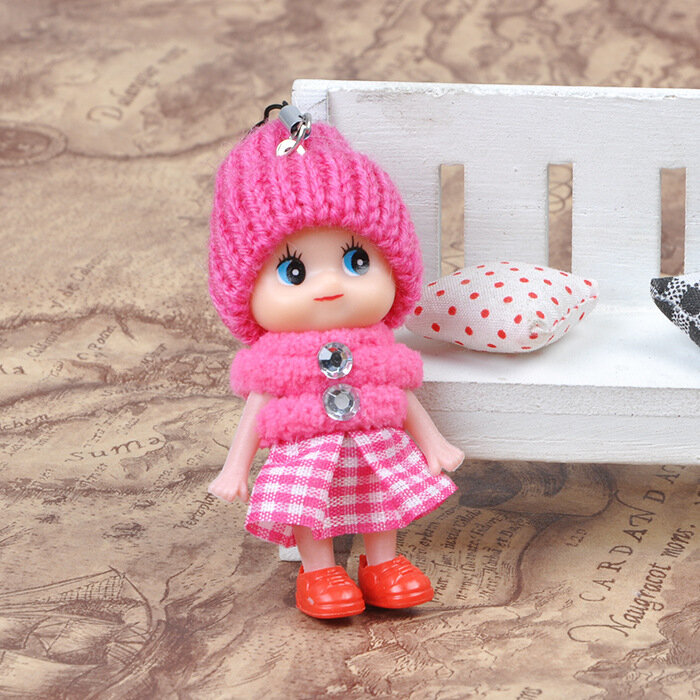 6PCS Cute Kids Plush Dolls Keychain Soft Stuffed Toys Fashion Keyring Mini Plush Animals Key Chain Baby For Girls Women