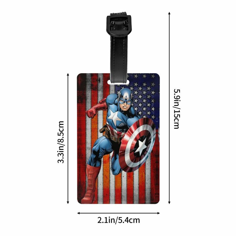 Custom Captain America Luggage Tag Travel Bag Suitcase Privacy Cover ID Label