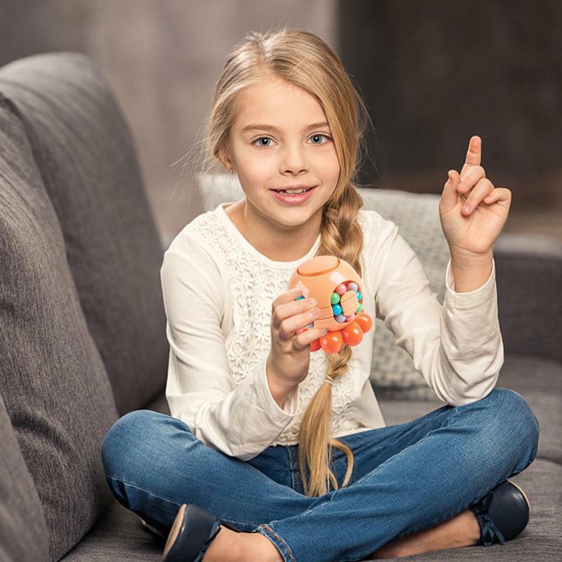 Magic Bean Cube Spinner Jouet pour Enfants, Puzzle du Bout des Doigts, Fidget Rotatif, Montessori