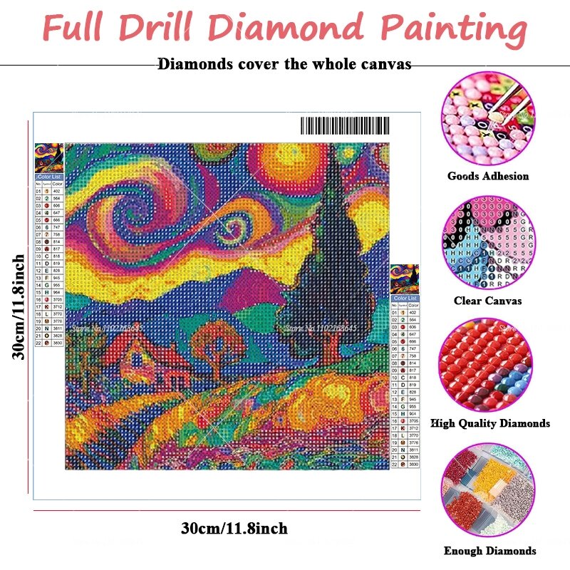 Diamond Art Starry Night Diamond Painting Art kit per adulti Van Gogh Diamond Painting kit Full Drill Craft Painting Gift Home