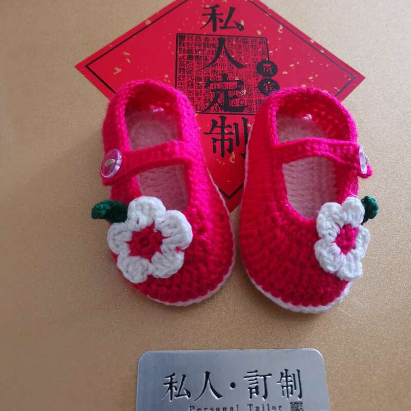 Zapatos de lana tejida a mano para bebé, zapatos de princesa de flores, zapatos para niños pequeños, zapatos de jardín, zapatos de regalo para bebé