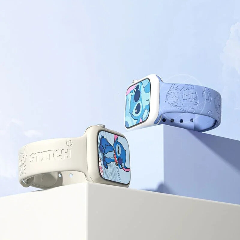 Disney-Bracelet de sport en silicone Anime Stitch pour Apple Watch Band, IWatch 8 Ultra 7 Se 6 5 3, 44mm, 40mm, 45mm, 41mm, 38mm, 42mm