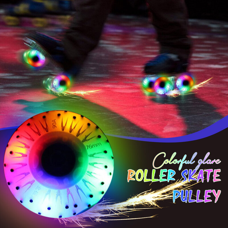 Rueda de patín en línea con luz colorida Aurora Blanca, patines de rodamiento de una sola fila duraderos, ruedas luminosas con Flash, rodillo de freno 72/76