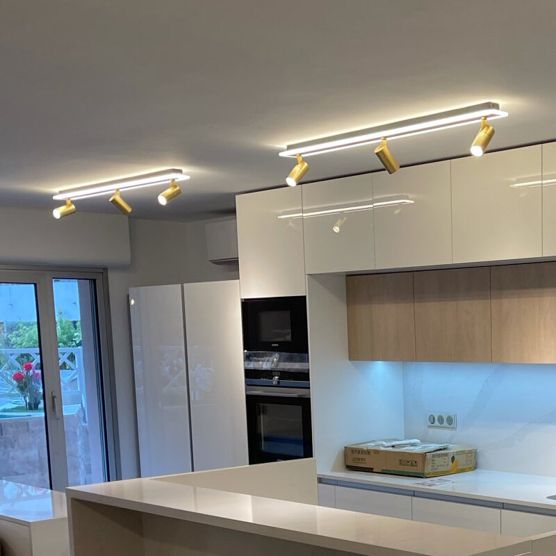 Современный светодиодный Трековый потолочный светильник, Современная полосатая лампа для спальни, шкафа, кухни, прожектор для гостиной, фоновая подсветка для коридора