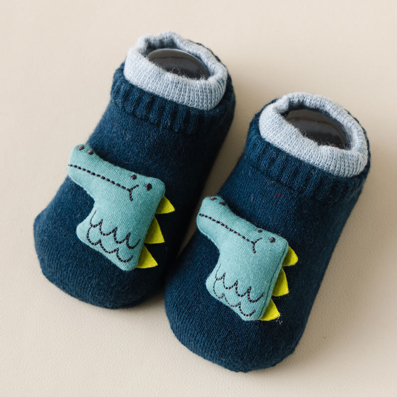 Зимние носки для малышей, для мальчиков и девочек, милые Мультяшные шаговые ботильоны, теплые толстые Нескользящие Детские носки для новорожденных на Рождество