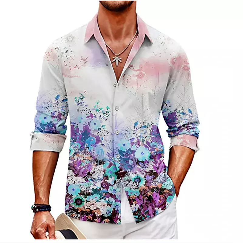 Camisa informal con estampado Floral HD para hombre, camisa con solapa, tela suave y cómoda de alta calidad, diseño de diseñador, tendencia de moda, 2023
